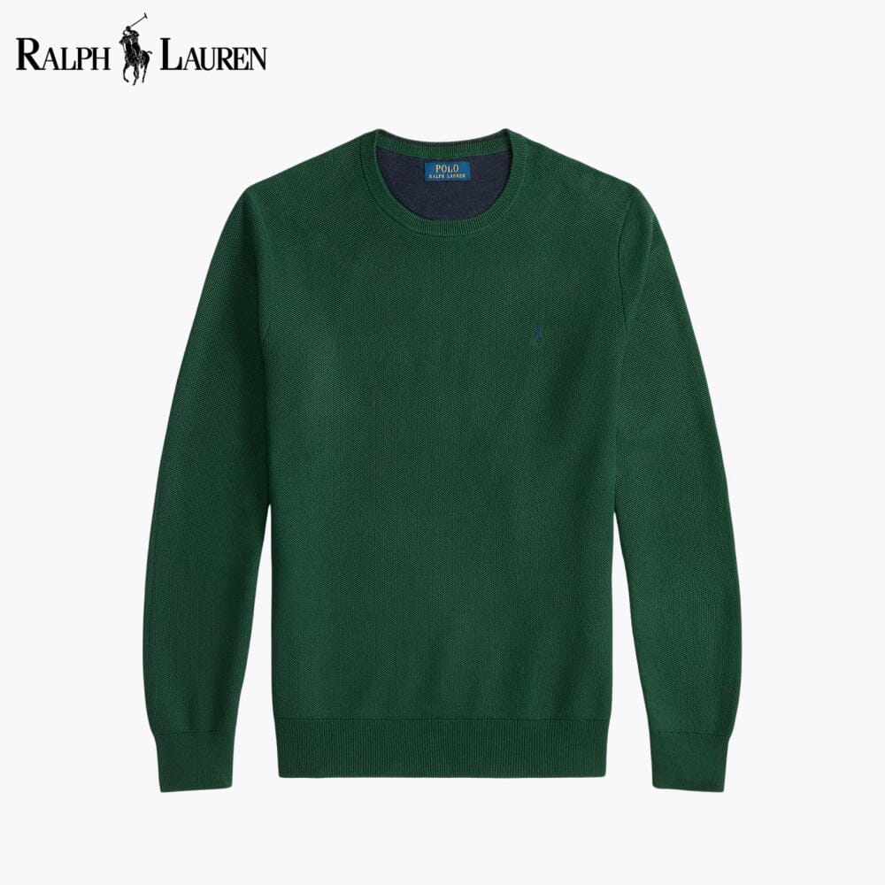RL Mesh-Knit Cotton Crewneck Sweater