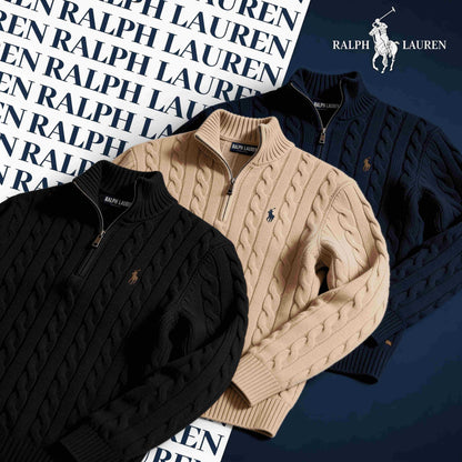 R&L CABLE-KNIT ZIP SWEATER SET