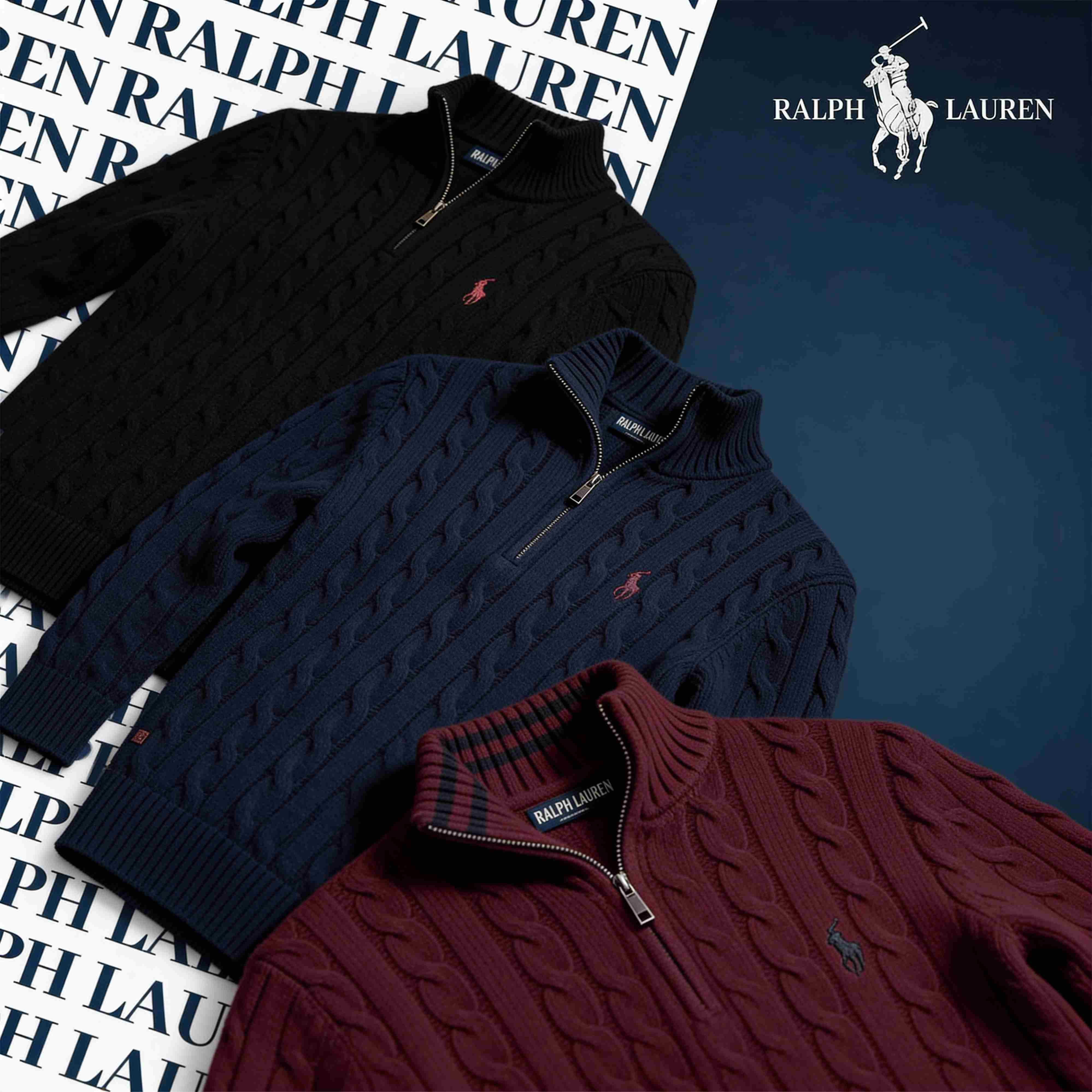 R&L CABLE-KNIT ZIP SWEATER SET