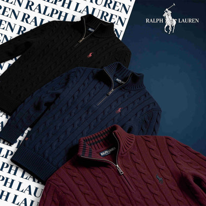 R&L CABLE-KNIT ZIP SWEATER SET